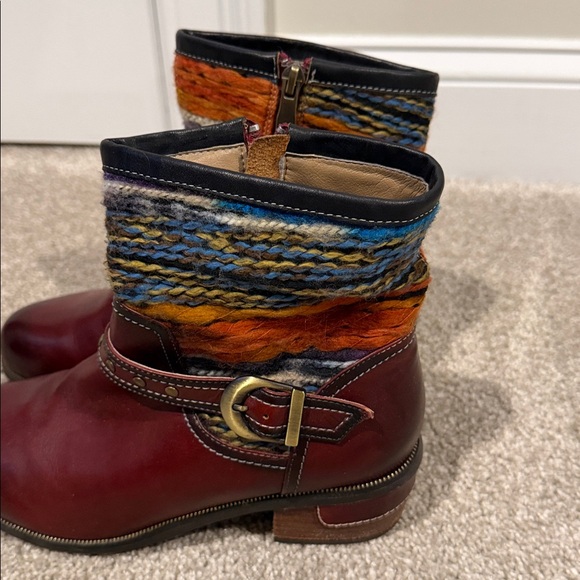 L’Artiste Tapestry Leather Boots Sz 39 - Picture 3 of 9